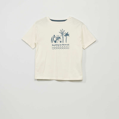 Hawaii surf print T-shirt WHITE