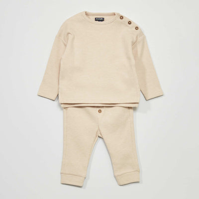 Waffle-knit set - Two-piece set BEIGE