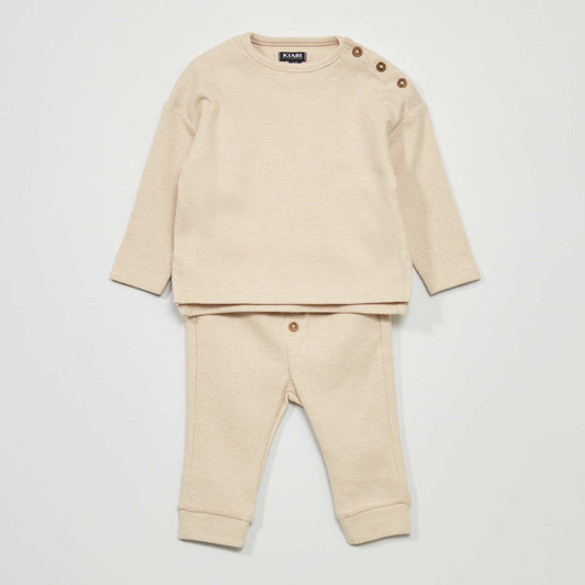 Waffle-knit set - Two-piece set BEIGE
