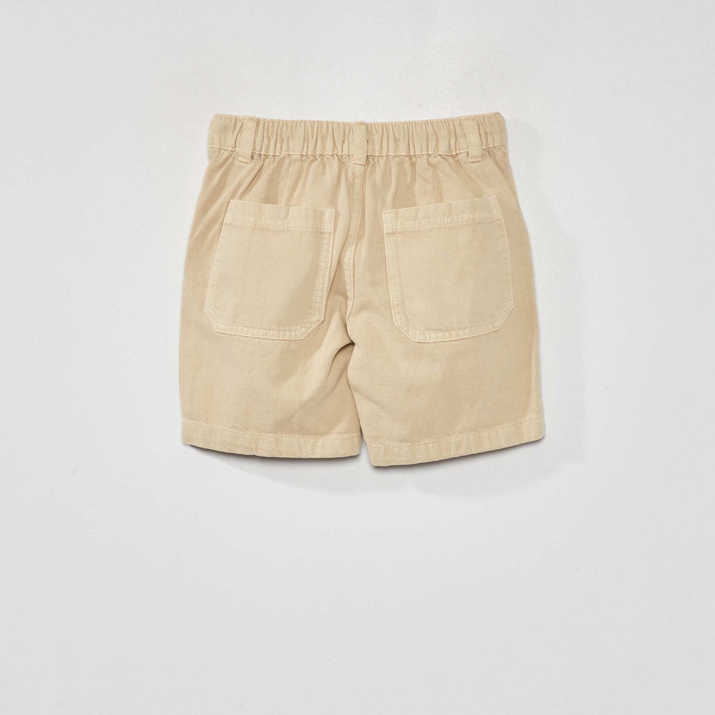 Denim Bermuda shorts with elasticated waist beige