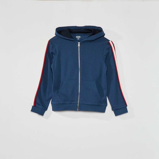 Hoodie with three-tone stripe dark blue