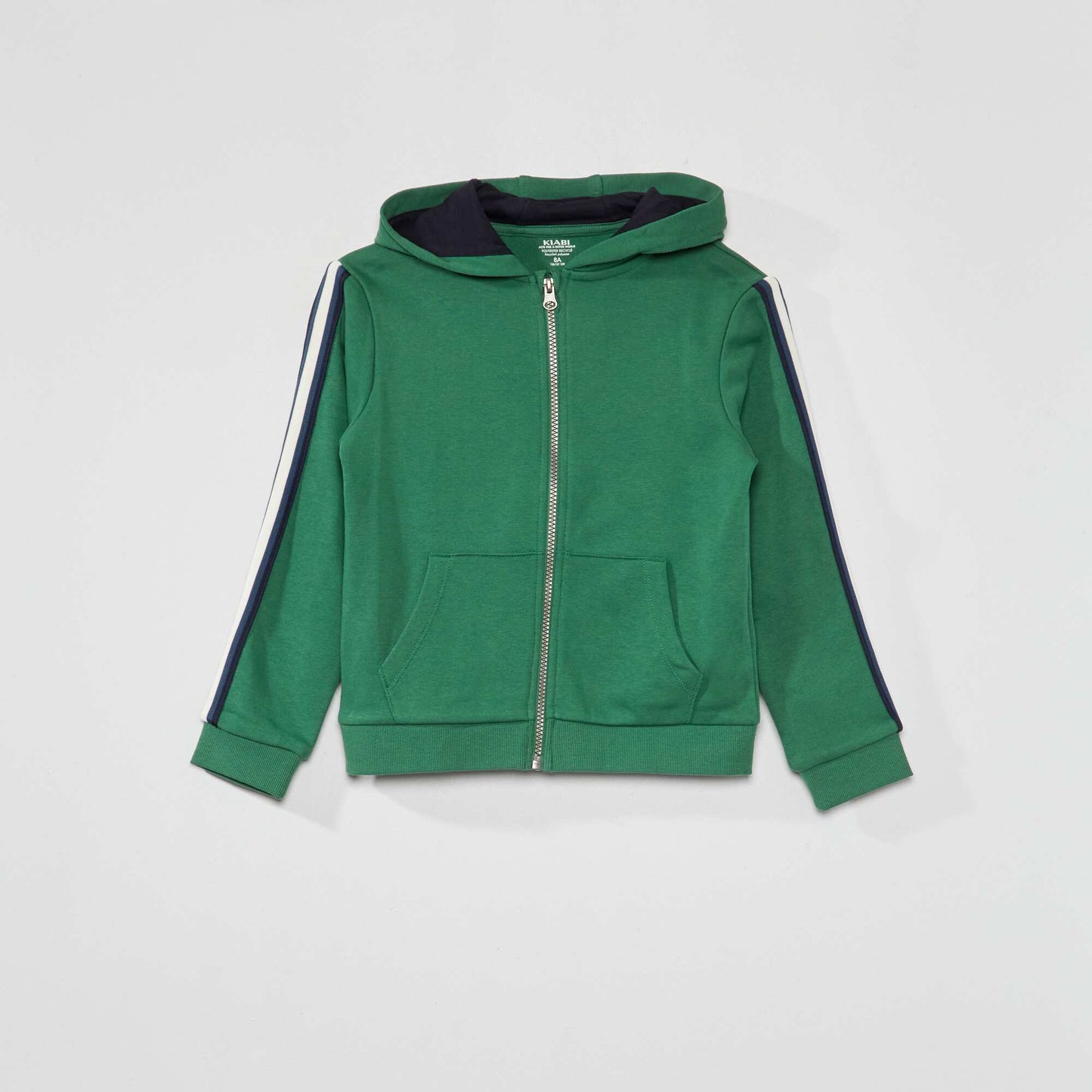 Hoodie with three-tone stripe green