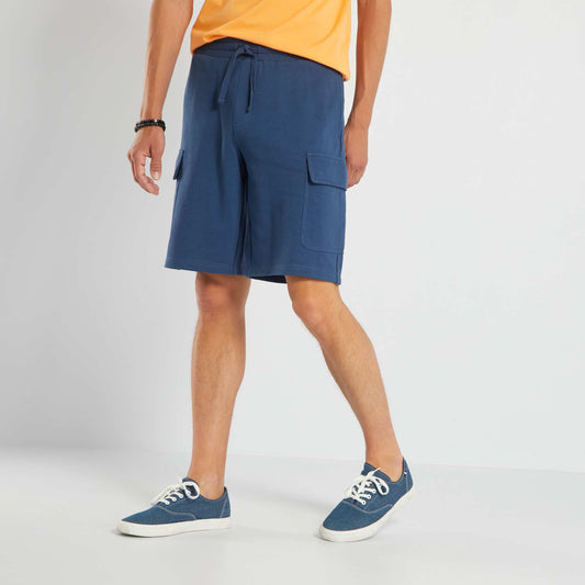Sweatshirt fabric Bermuda shorts with pockets dark blue