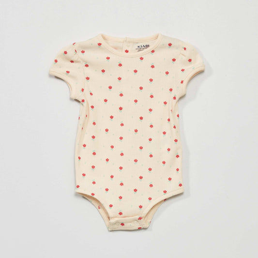 Patterned ribbed bodysuit PINK