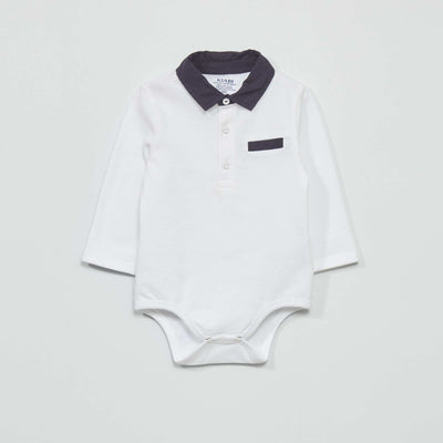 Polo-style piqué knit body White