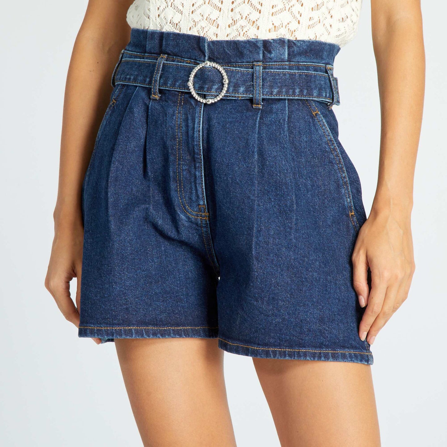 Paper bag shorts + fancy belt BLUE