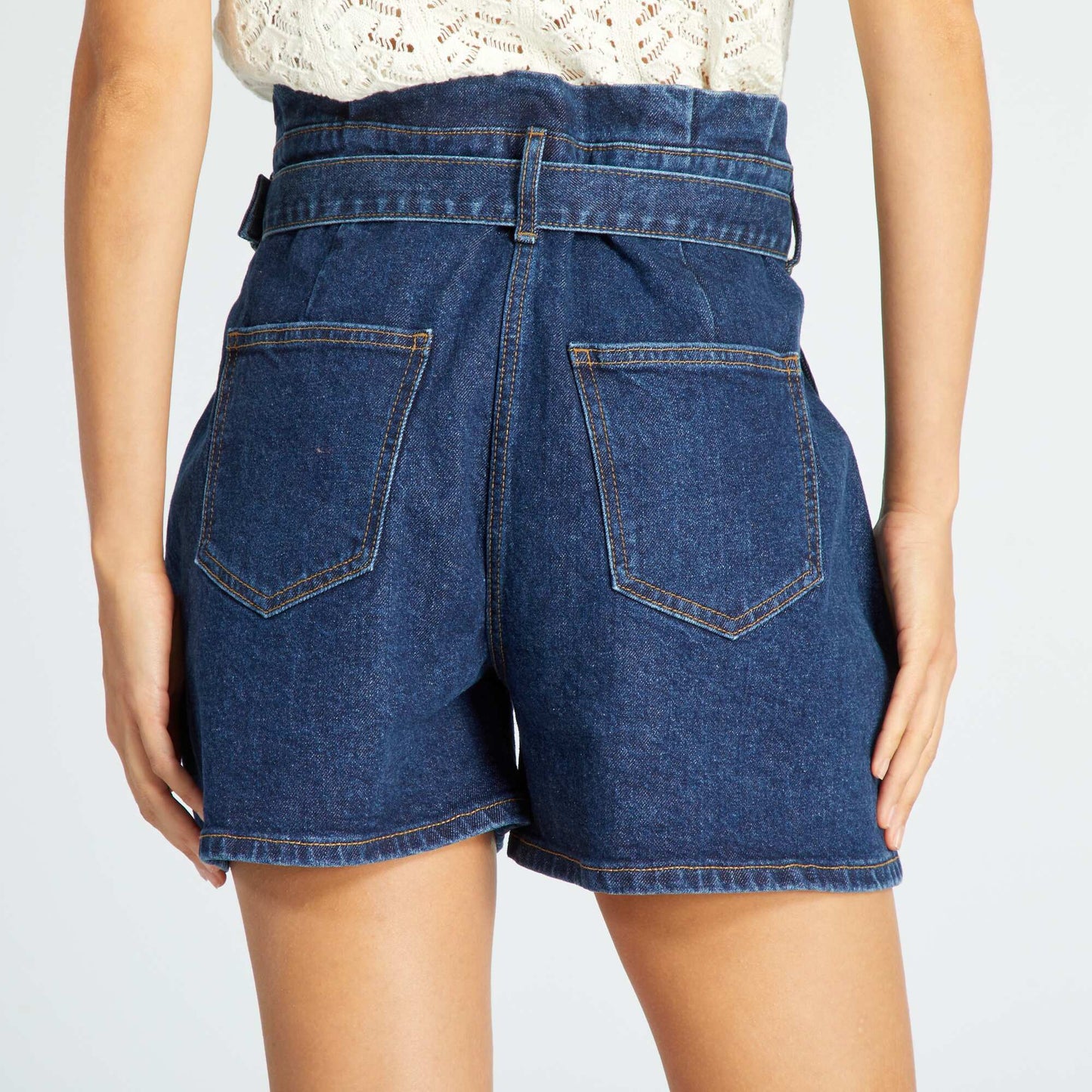 Paper bag shorts + fancy belt BLUE