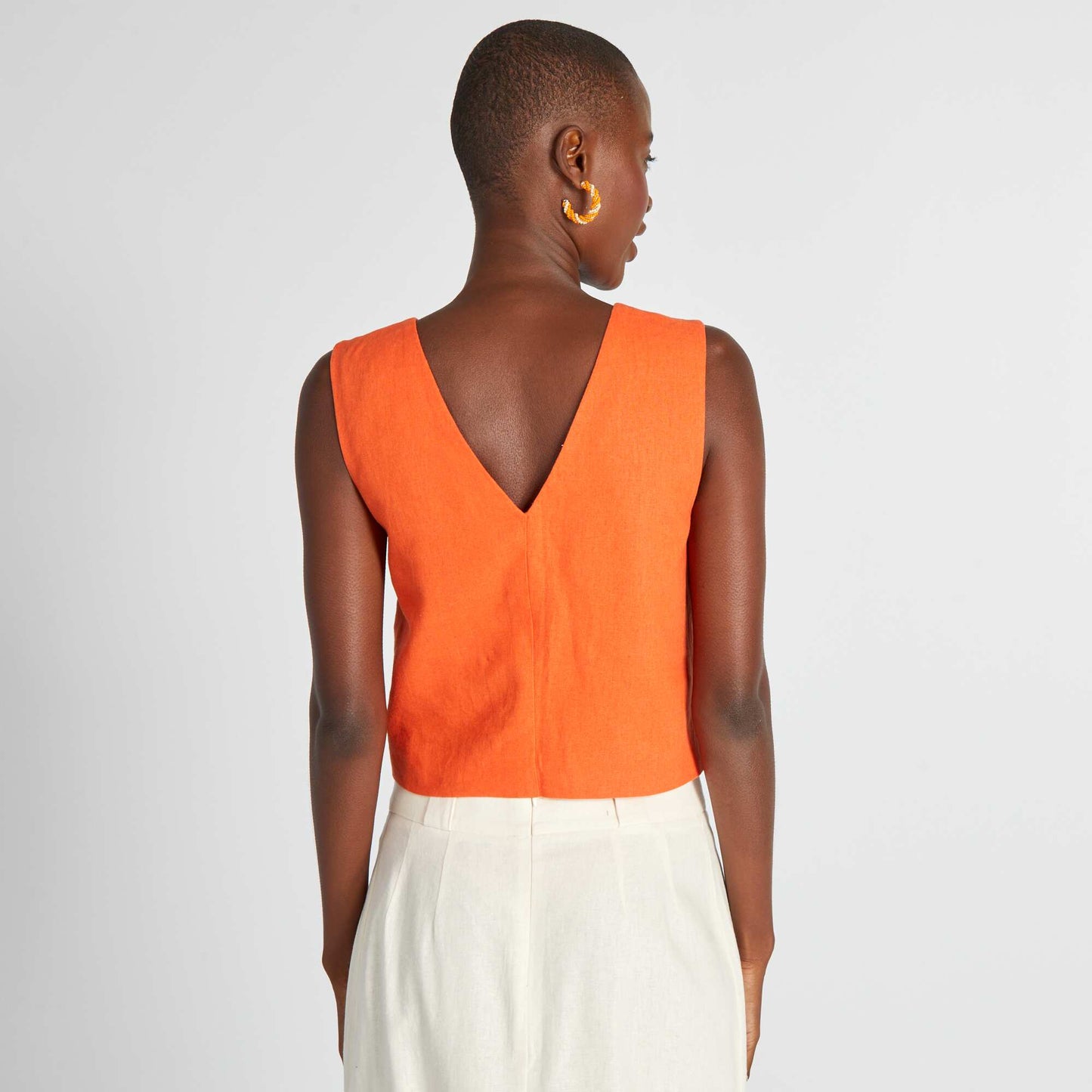 Plain waistcoat-style blouse Orange