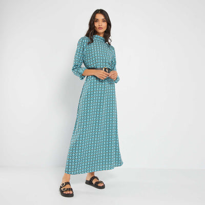 Long printed dress BLUE