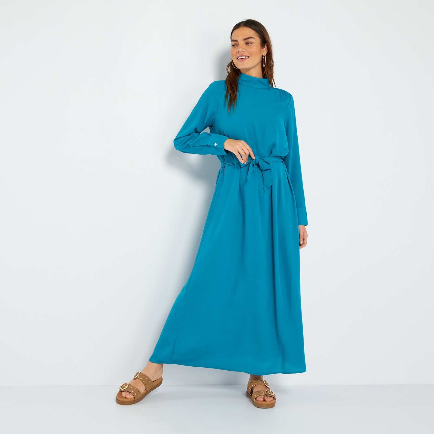 Long plain dress BLUE