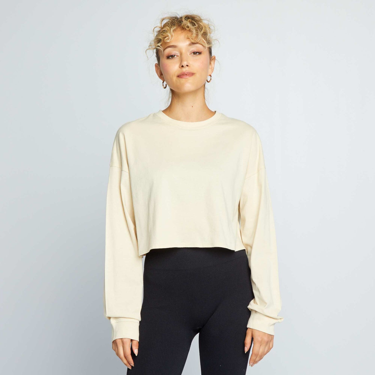 Jersey crop top CEDAR BEIGE