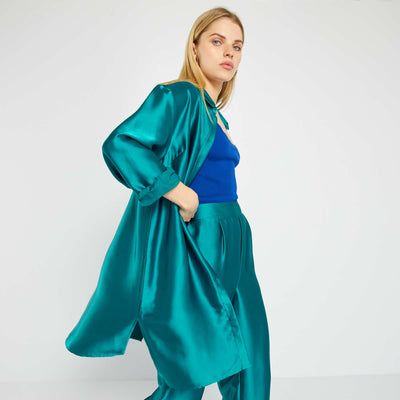 Satin-effect mandala shirt BLUE