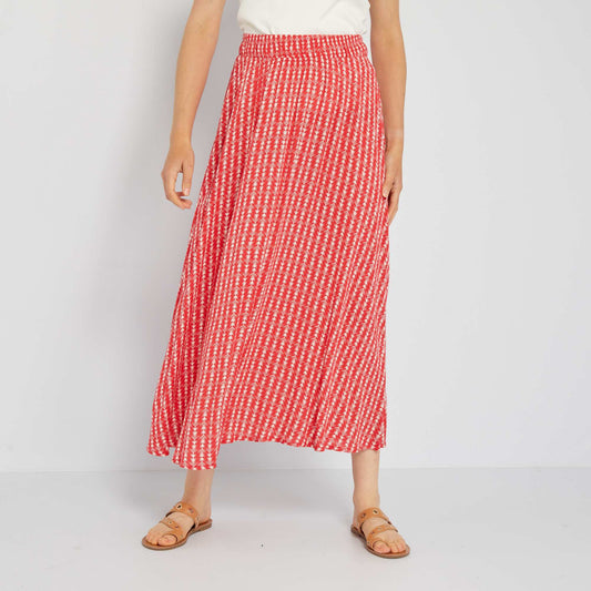 Long waffle-knit skirt RED