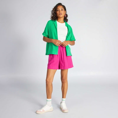 Double cotton gauze blouse Green