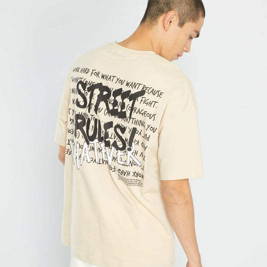 Short-sleeved jersey T-shirt BEIGE