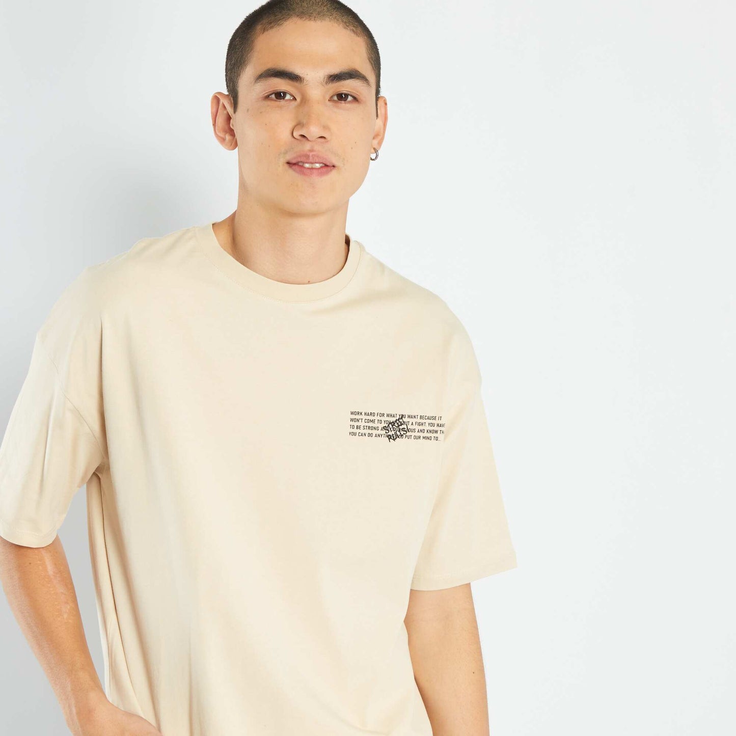 Short-sleeved jersey T-shirt BEIGE