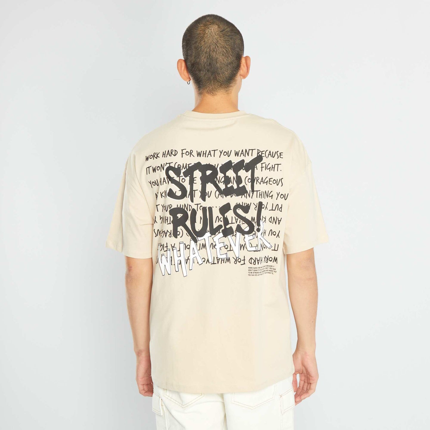 Short-sleeved jersey T-shirt BEIGE