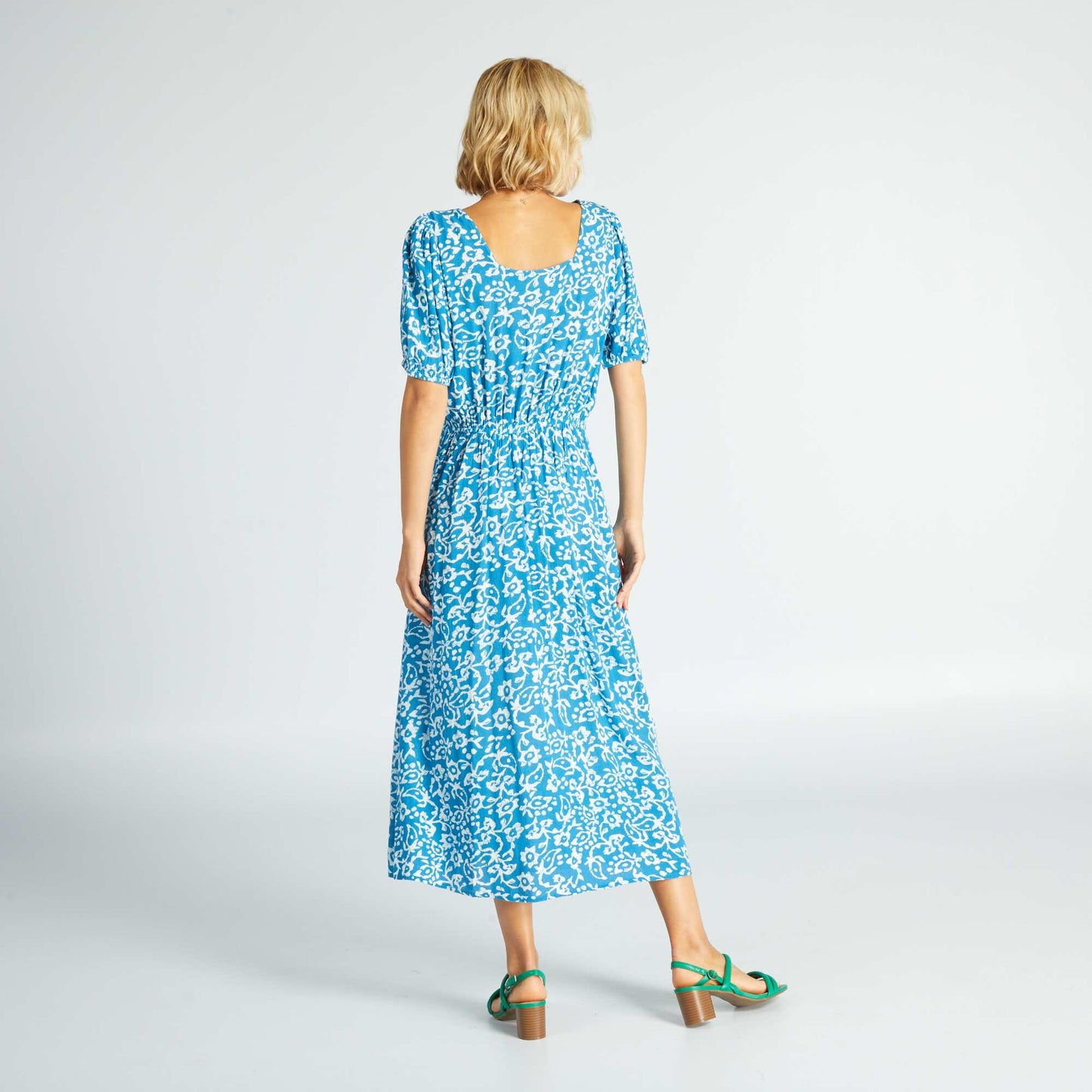 Patterned midi dress BLUE