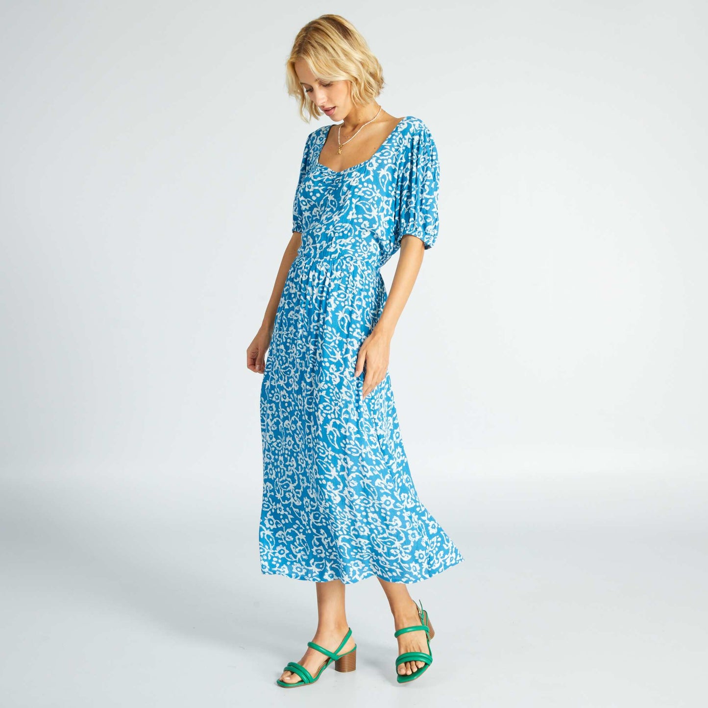 Patterned midi dress BLUE