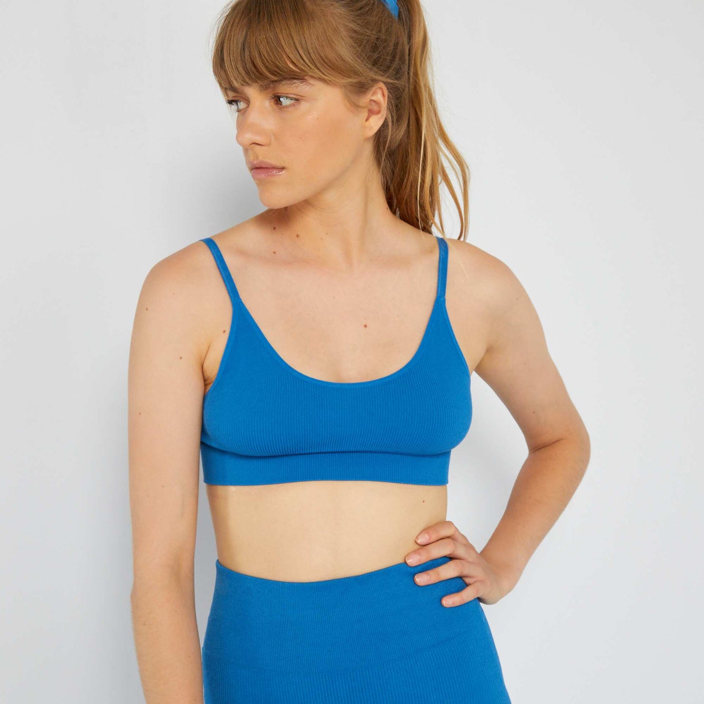 Ribbed sports bra blue