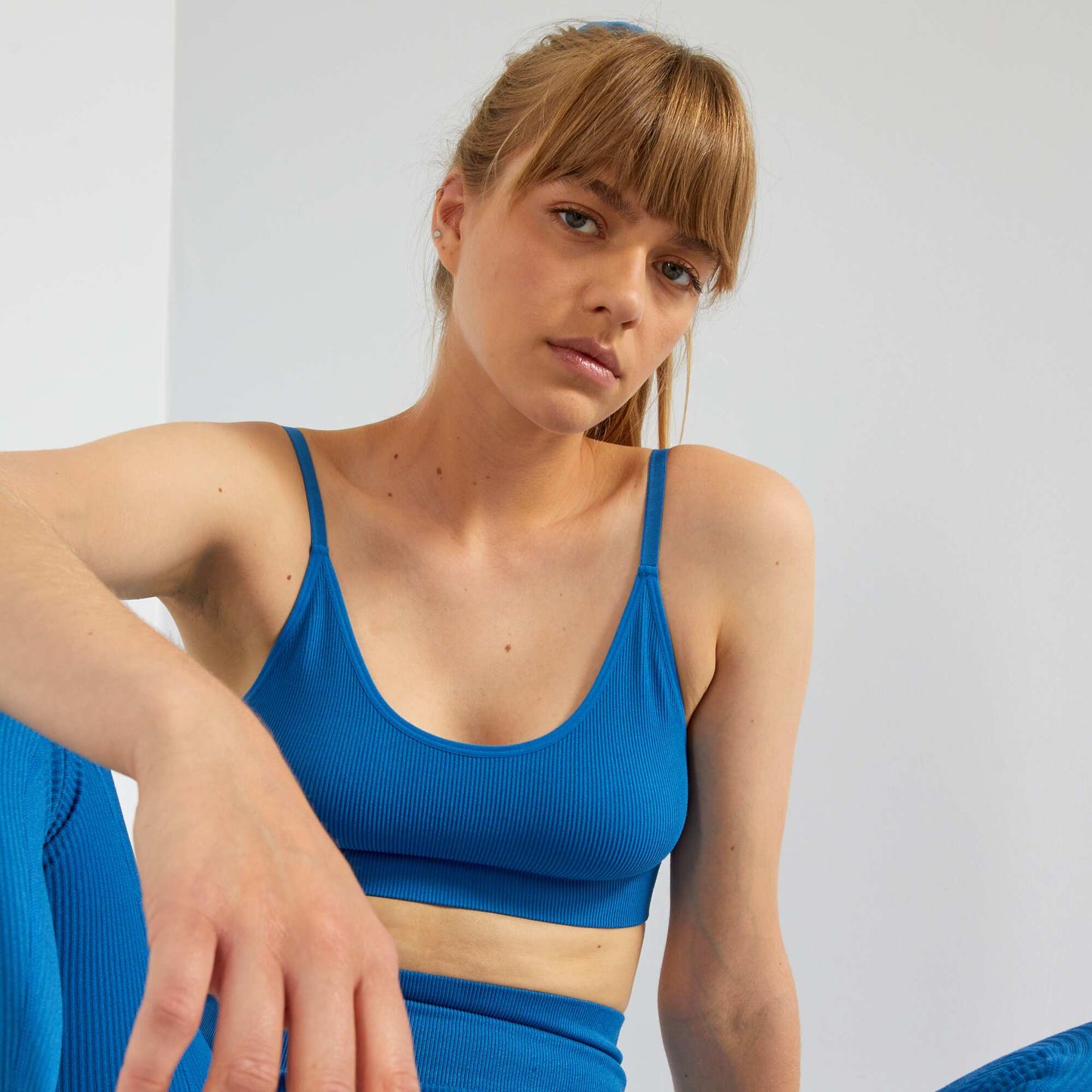 Ribbed sports bra blue