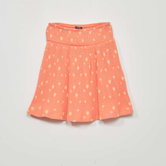 Printed pointelle knit skirt CORAL_MARG