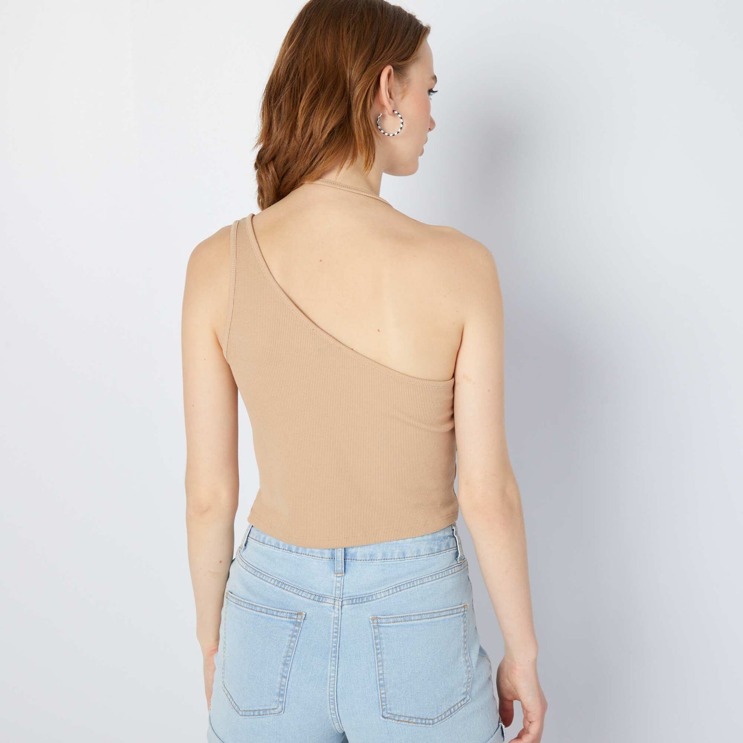 Vest top with asymmetric straps BEIGE NOMA