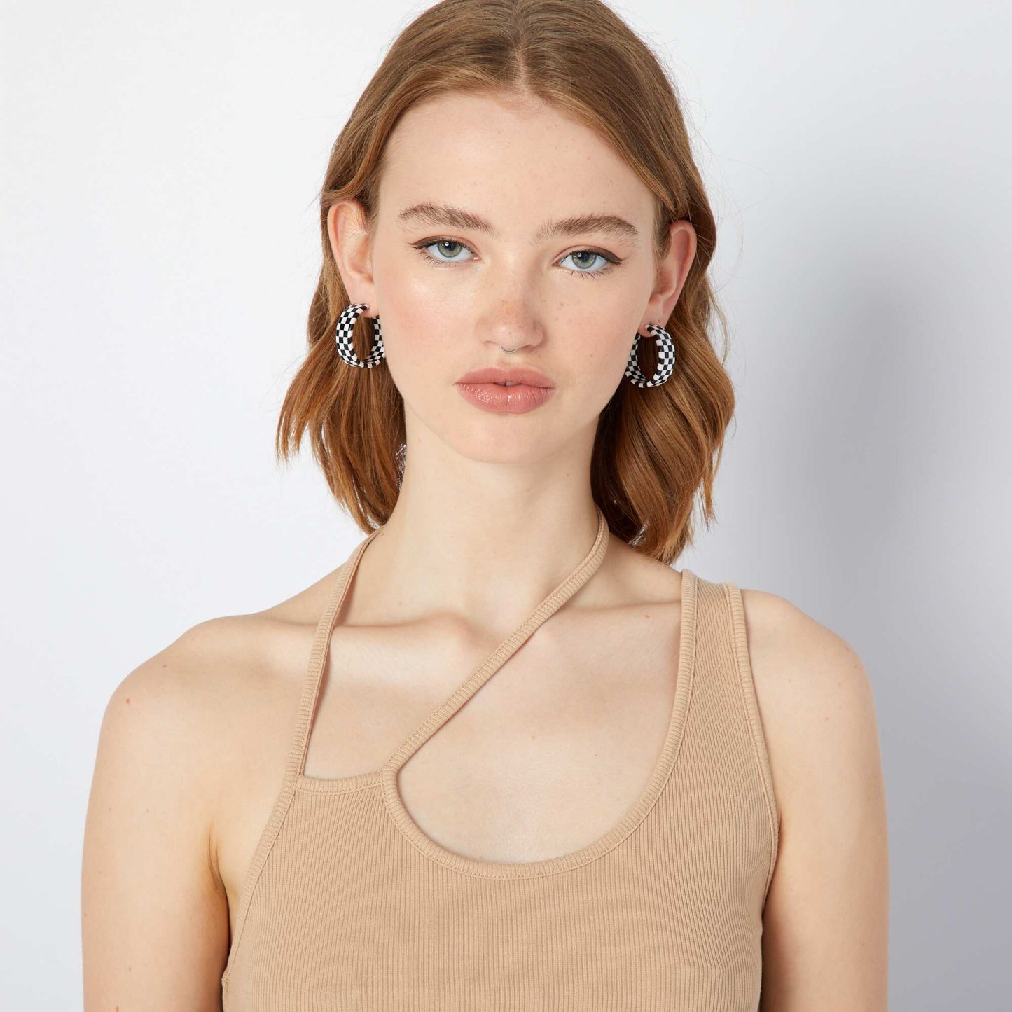 Vest top with asymmetric straps BEIGE NOMA