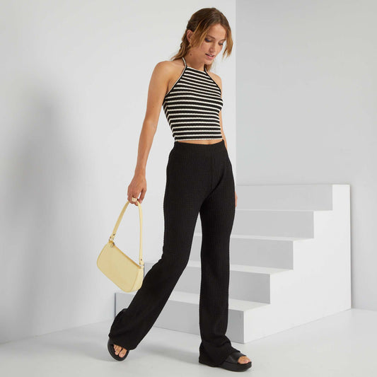 Flowing flared trousers Black