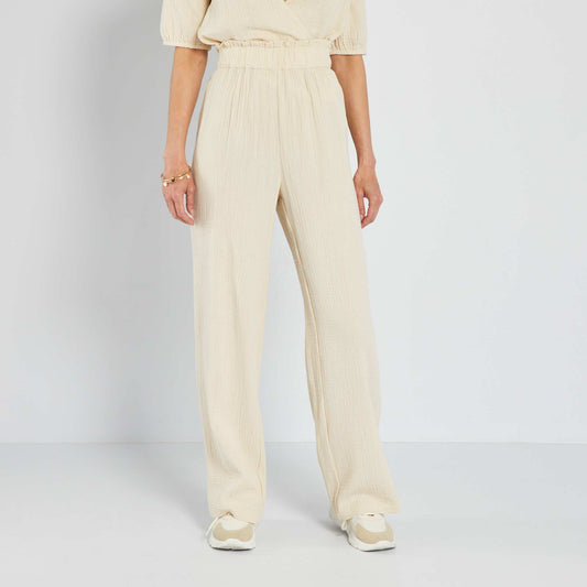 Wide-leg cotton gauze trousers SANDSHELL1