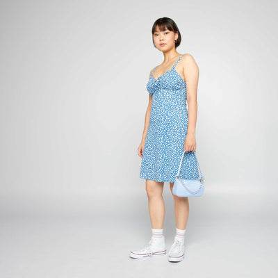 Printed spaghetti strap dress BLUE