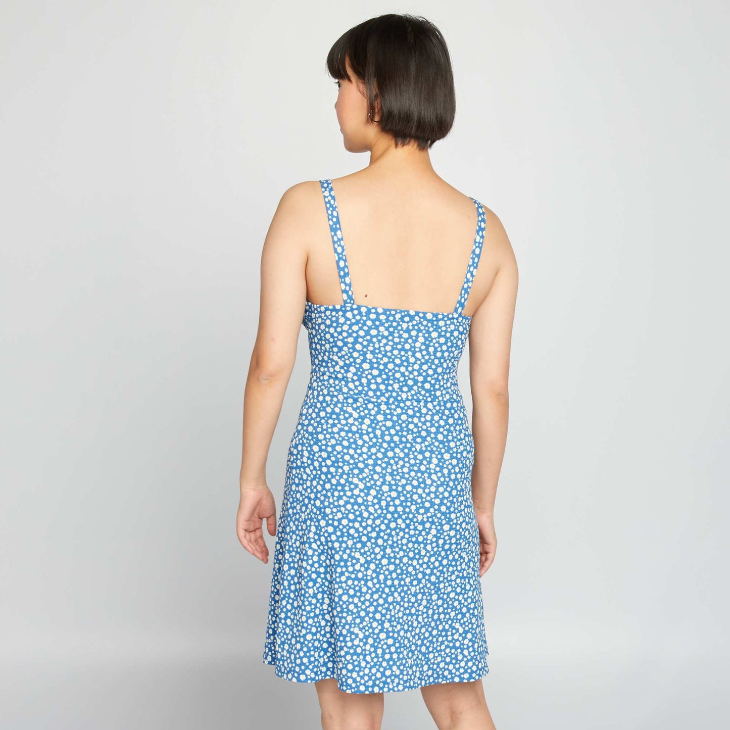 Printed spaghetti strap dress BLUE