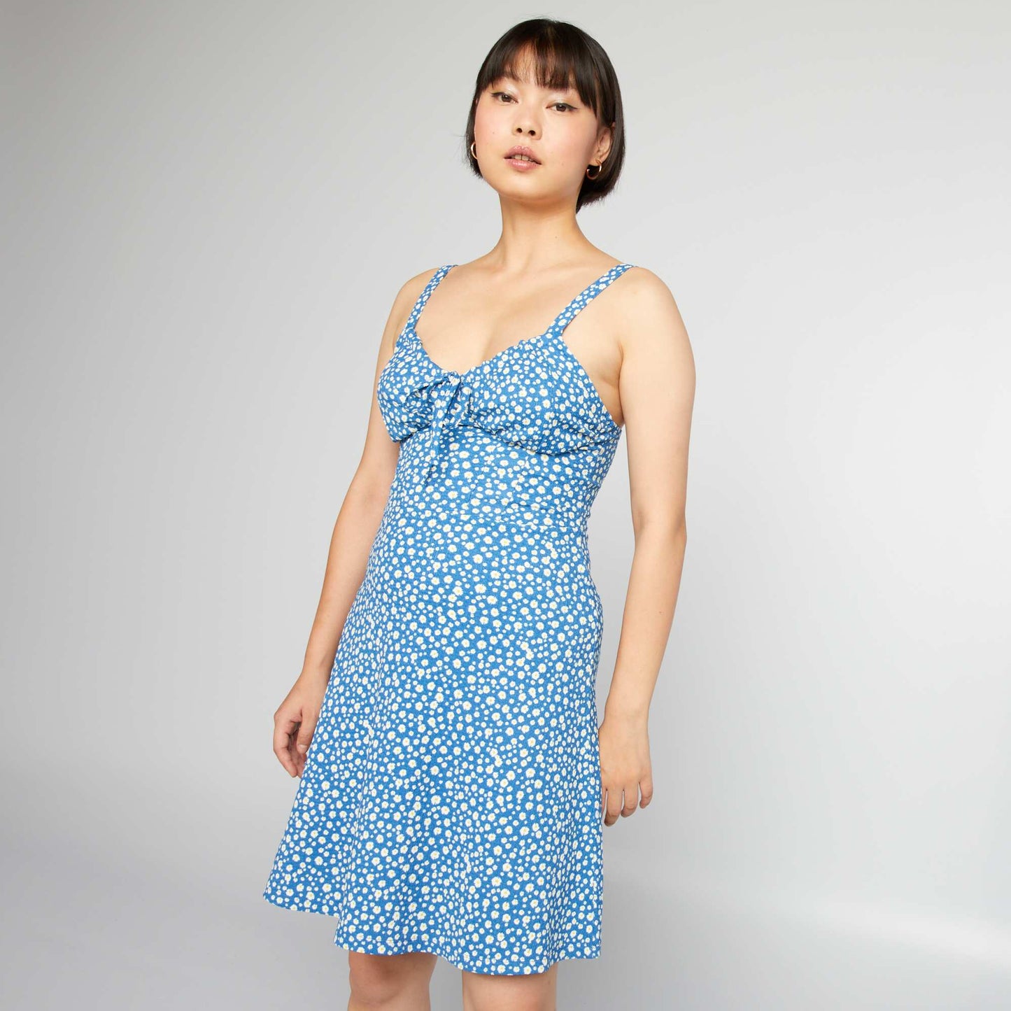 Printed spaghetti strap dress BLUE