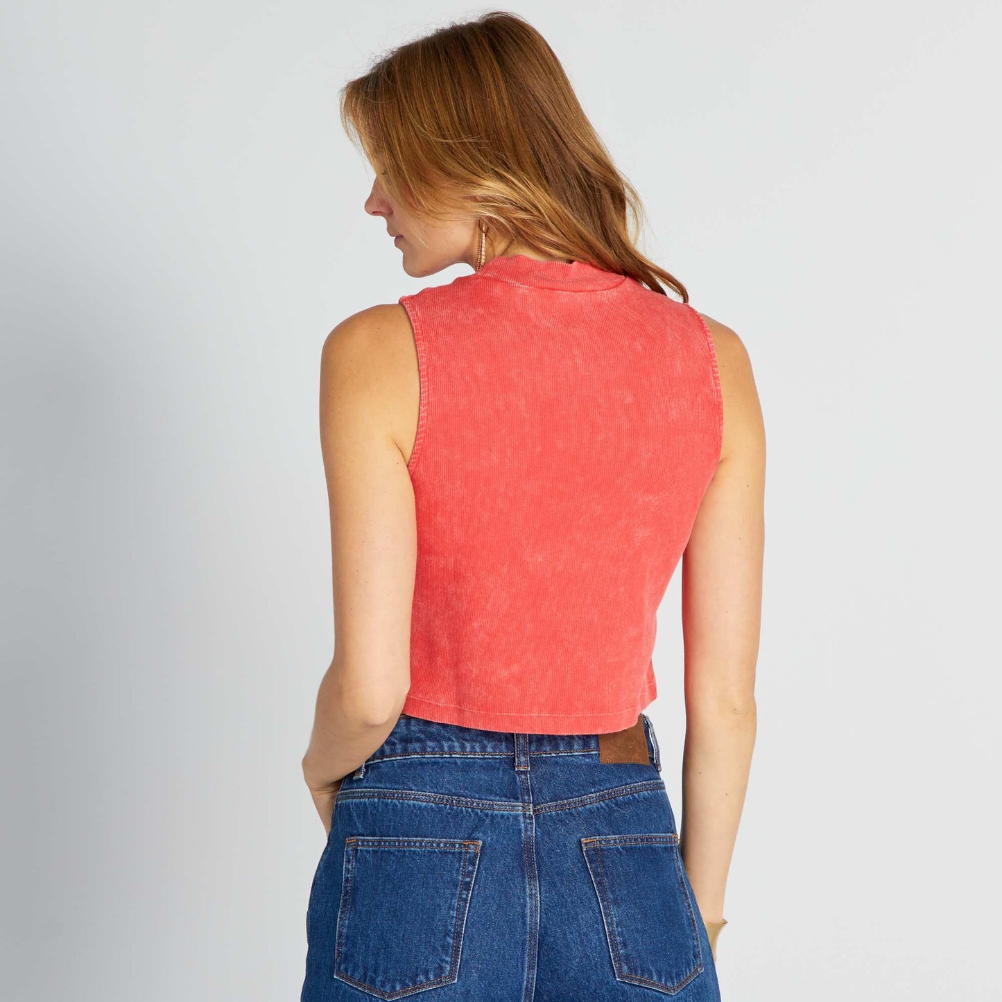 Ribbed crop top vest top RED 2