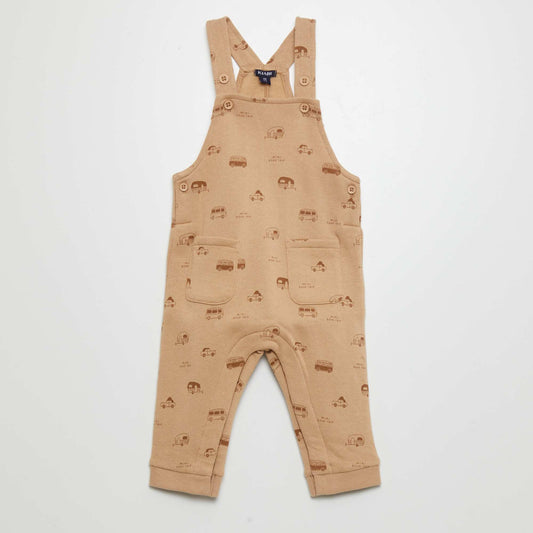 Sweatshirt fabric dungarees BEIGE