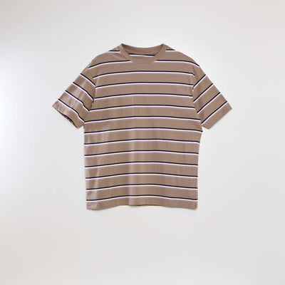 Striped loose-fit T-shirt BEIGE