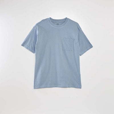 Plain loose-fit T-shirt BLUE