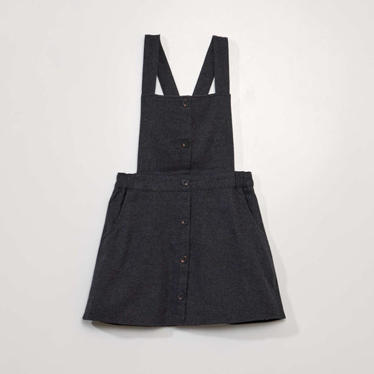 Wool-effect dungaree-style dress GREY