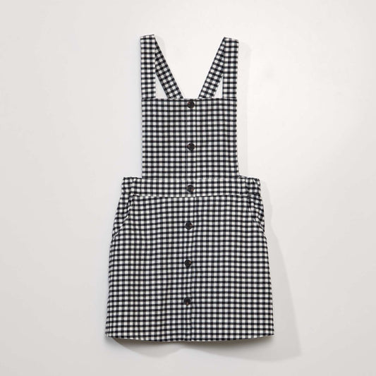 Wool-effect dungaree-style dress WHITE