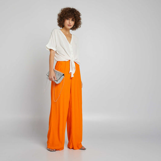 Crêpe wide-leg trousers ORANGE