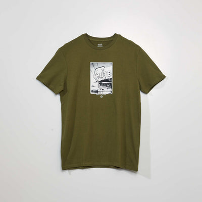 Short-sleeved printed T-shirt GREEN