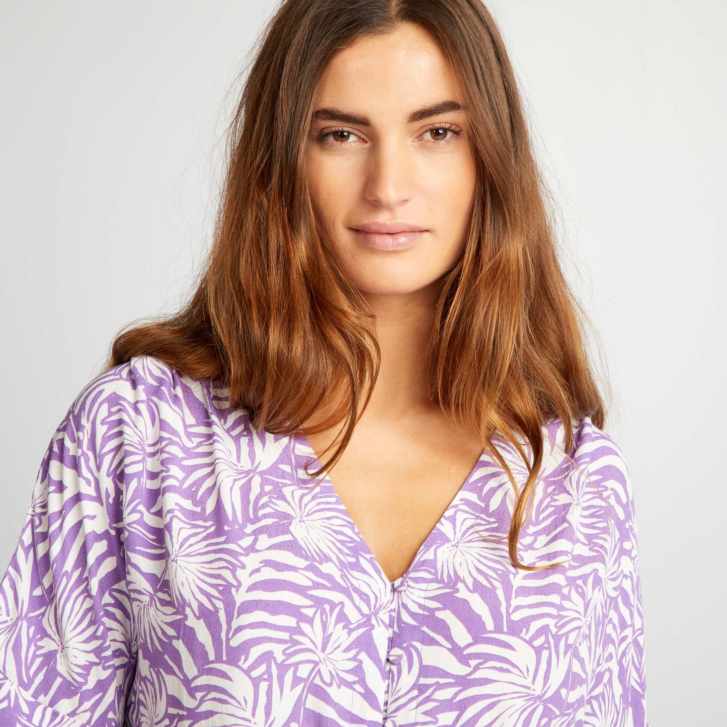 Short-sleeved tie blouse PURPLE