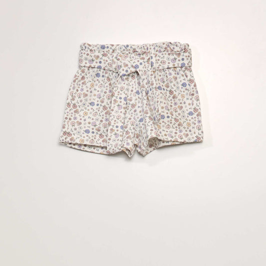 Floral French terry shorts WHITE