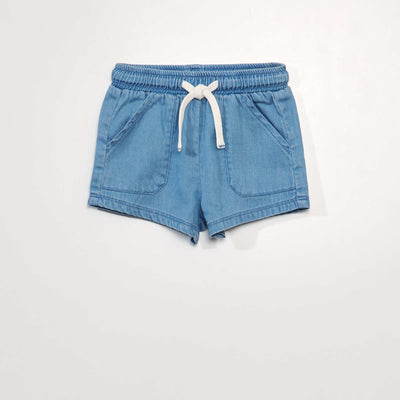 Denim-effect tencel shorts BLUE