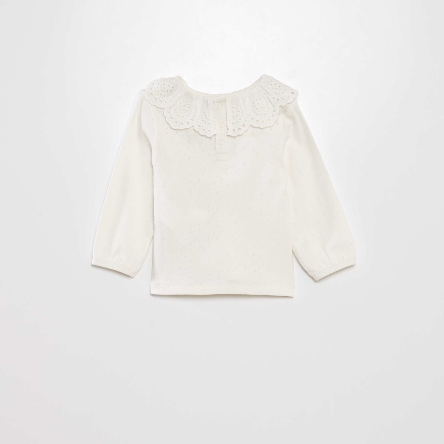 Pointelle knit T-shirt WHITE