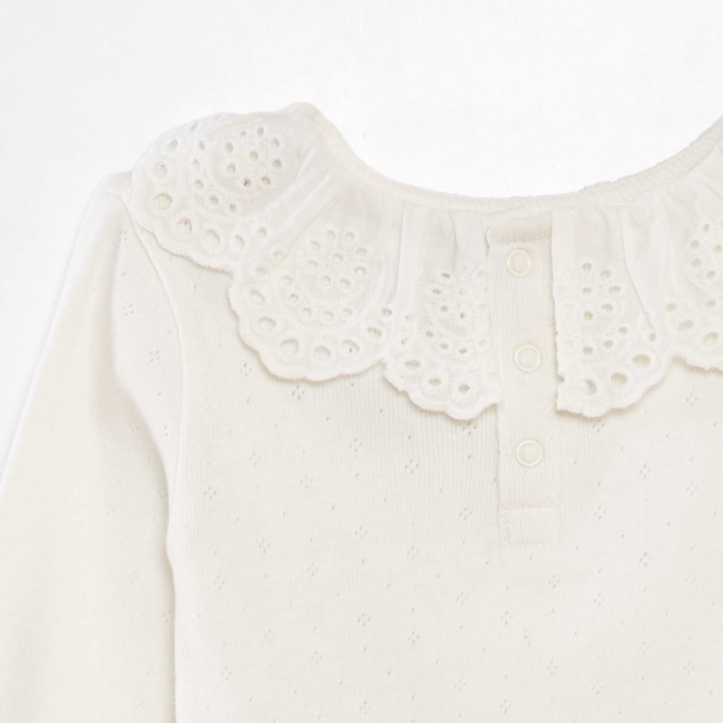 Pointelle knit T-shirt WHITE