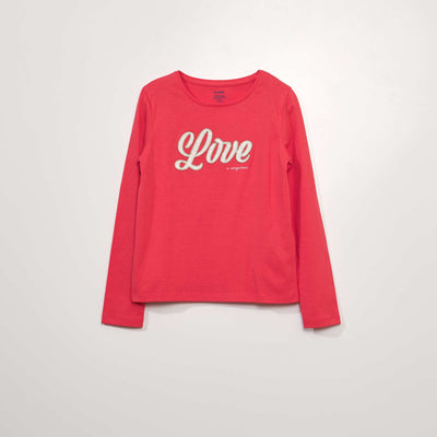 Long-sleeved printed T-shirt PINK