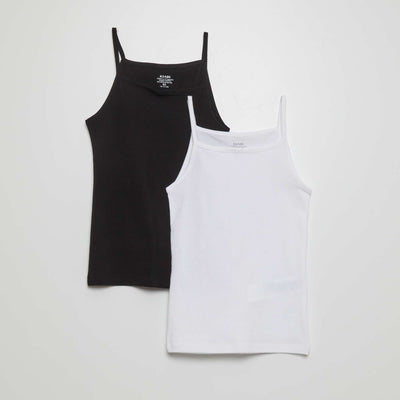 Pack of 2 plain vest tops BLACK