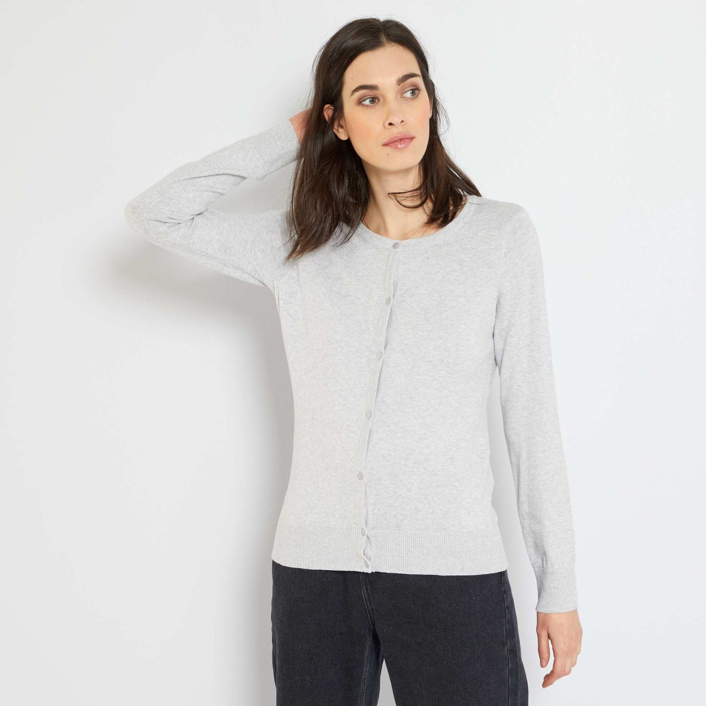 Buttoned knit cardigan GREY