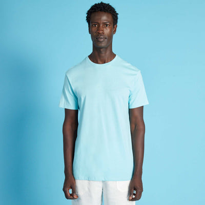 Plain jersey straight T-shirt BLUE ANGEL